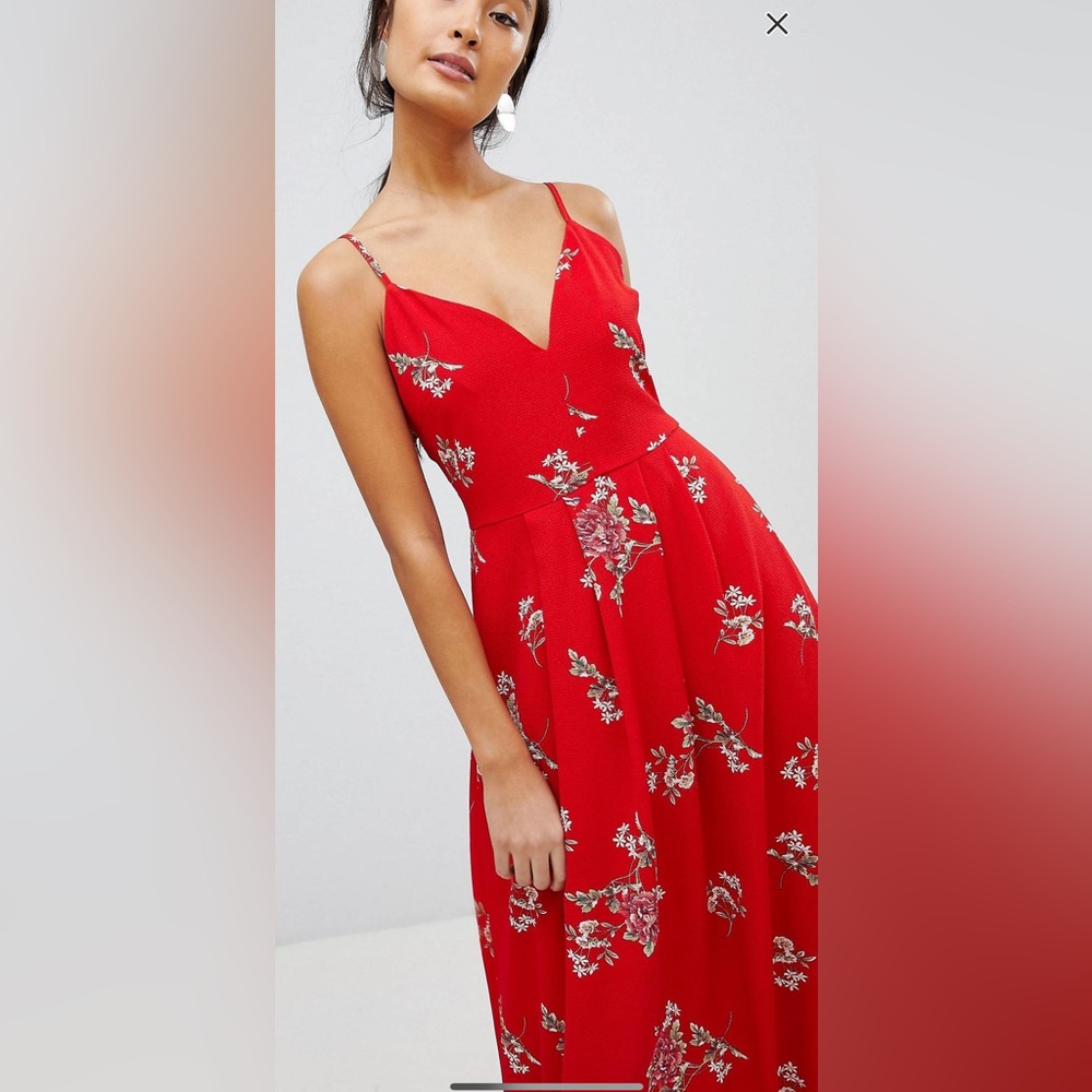 Long red dress purchased at asos.